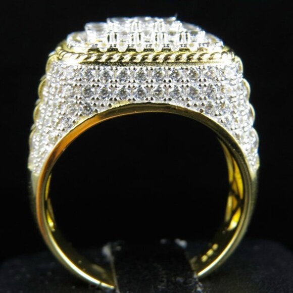 🌸 Crystal Rhinestone Zircon Wedding14K Gold Plated Diamond Ringfor MenUNVN12086 - Picture 8 of 9
